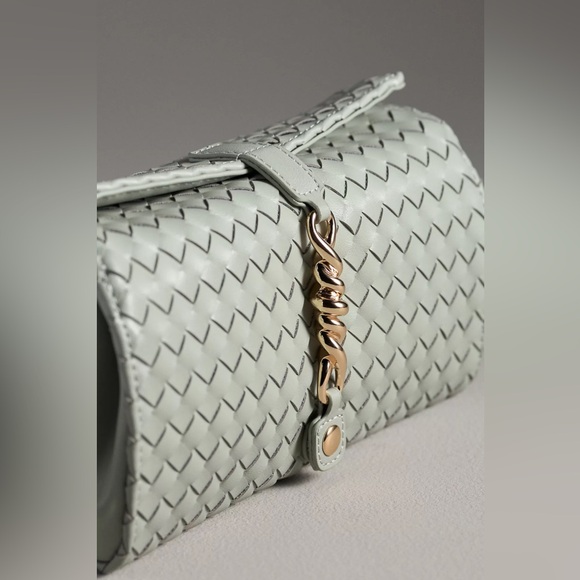 Anthropologie WOVEN DIVIDED SHOULDER BAG Style No. 98715410 Light Green - Picture 3 of 3